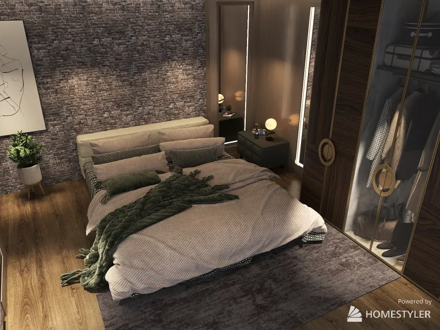 Cozy Downtown Bedroom 3d design renderings