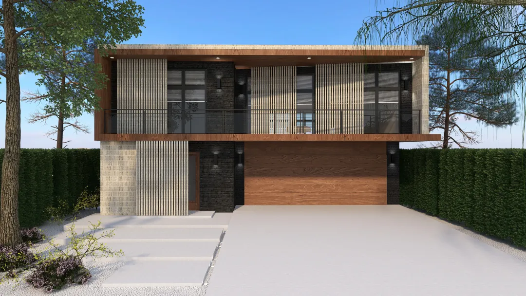 Modern earth home. 3d design renderings