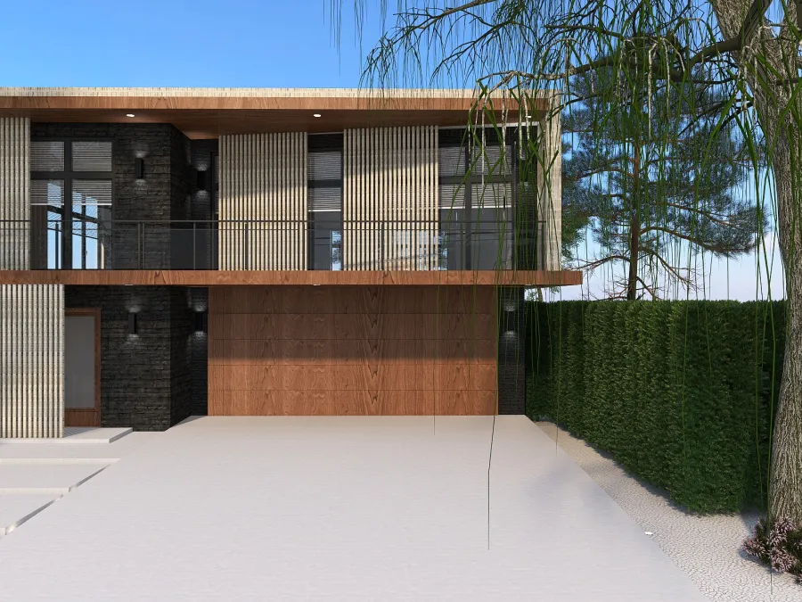 Modern earth home. 3d design renderings