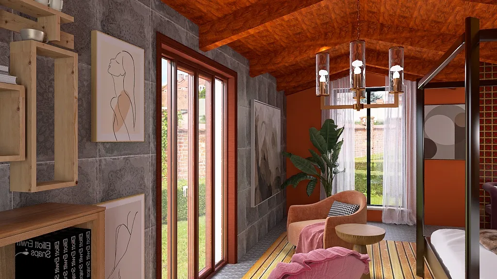 Camera da letto, casa di terra battuta 3d design renderings