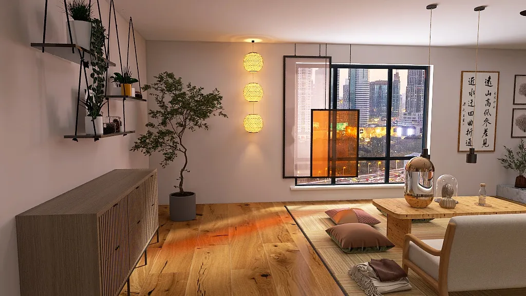 Japandi home 3d design renderings