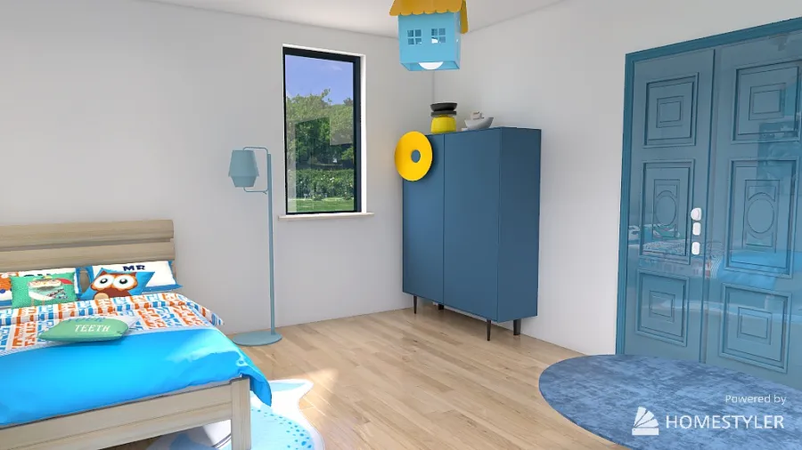 quarto de criança todo azul 💙 3d design renderings