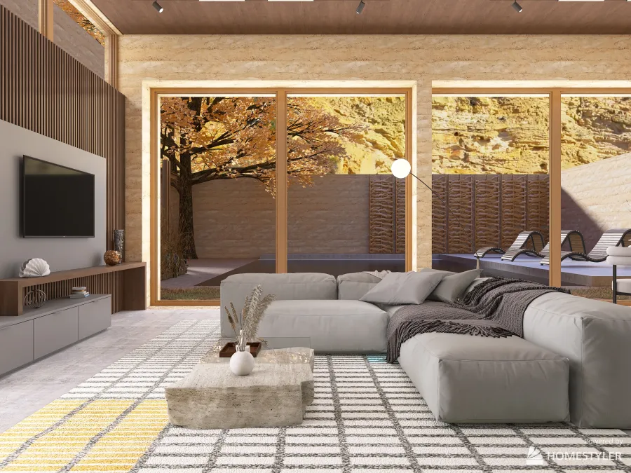 RAMMED EARTH HOUSE LIFE 3d design renderings