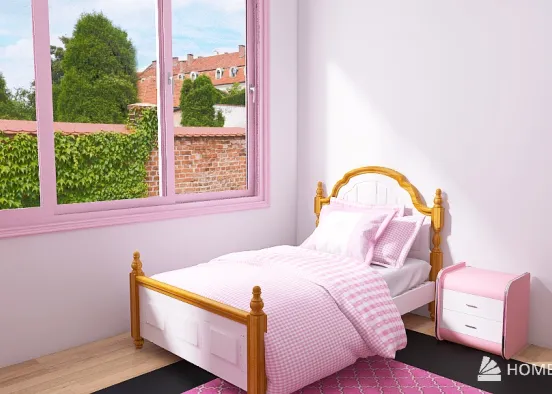 quarto de criança todo rosa Design Rendering