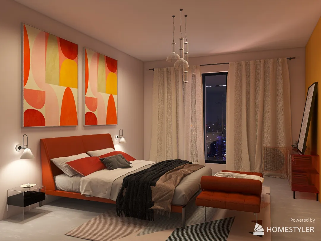 Bauhaus 2 rooms appartment 3d design renderings