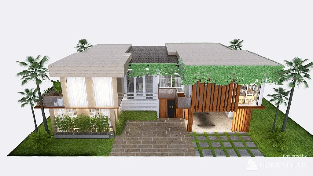 6-ROOM TROPICAL HOUSE 3d design renderings