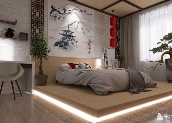 Спальная комната подростка в японском стиле Design Rendering
