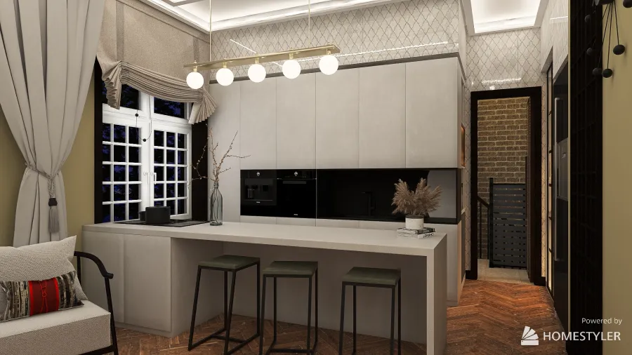 Kitchen and dinner room 3d design renderings