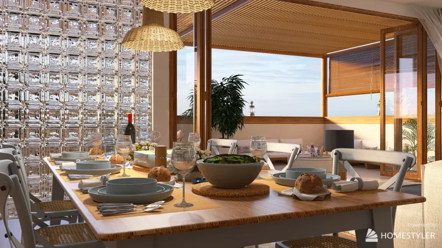 Kitchen, dining & living room 3d design renderings