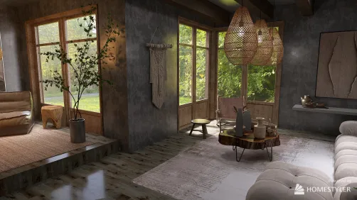 Serene Harmony: A Wabi-Sabi Living Area Celebrating the Beauty of Simplicity