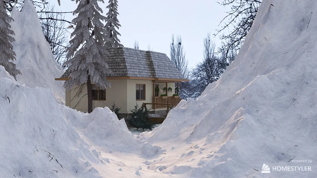Romanian Inspired Mountain House 3d design renderings