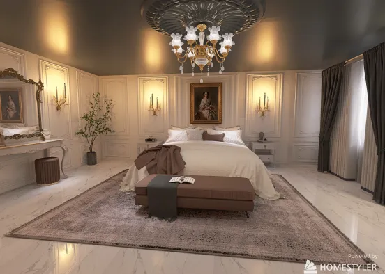 victorian bedroom Design Rendering