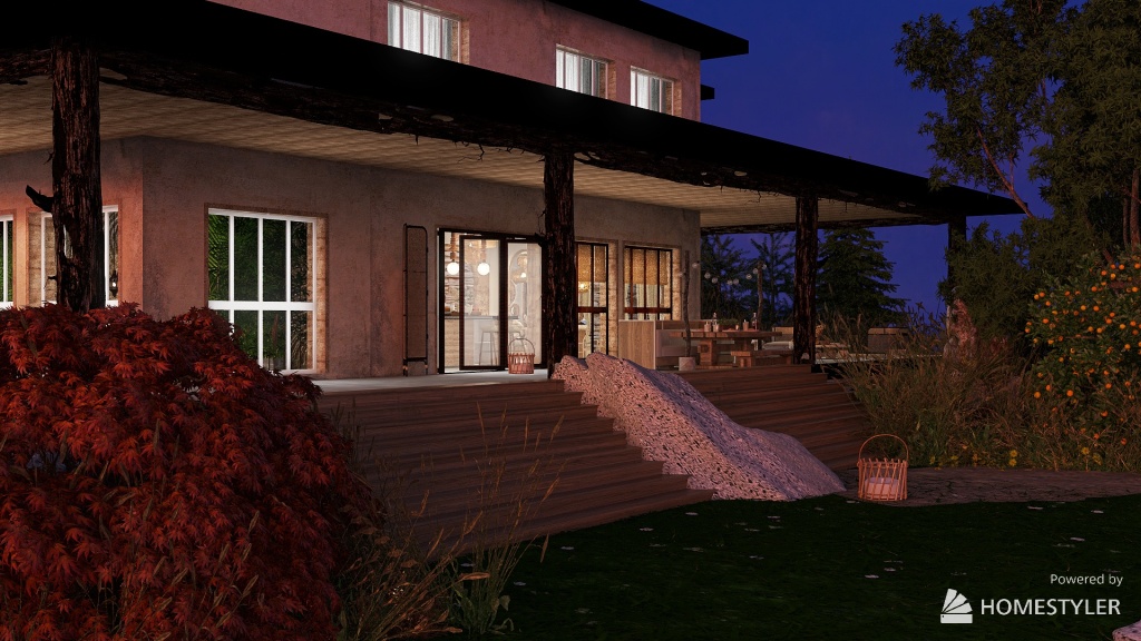 Cottage on the lake. 3d design renderings