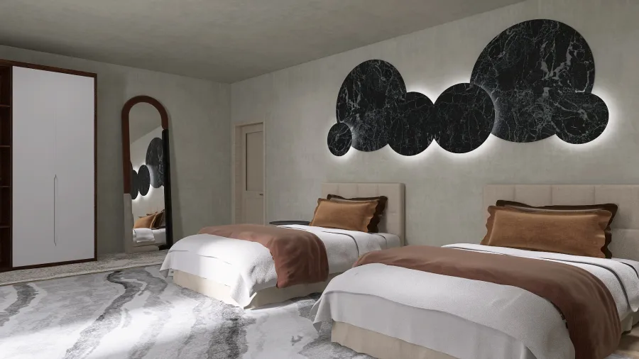 Twin Bedroom 3d design renderings