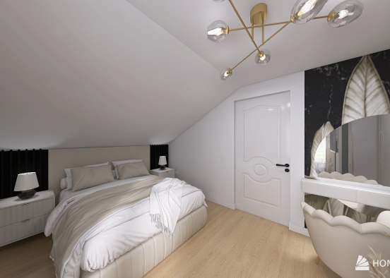 Sypialnia połączenie stylu boho z minimalistycznym loft Design Rendering