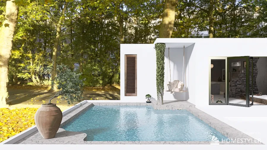 Wabi sabi pool house 3d design renderings