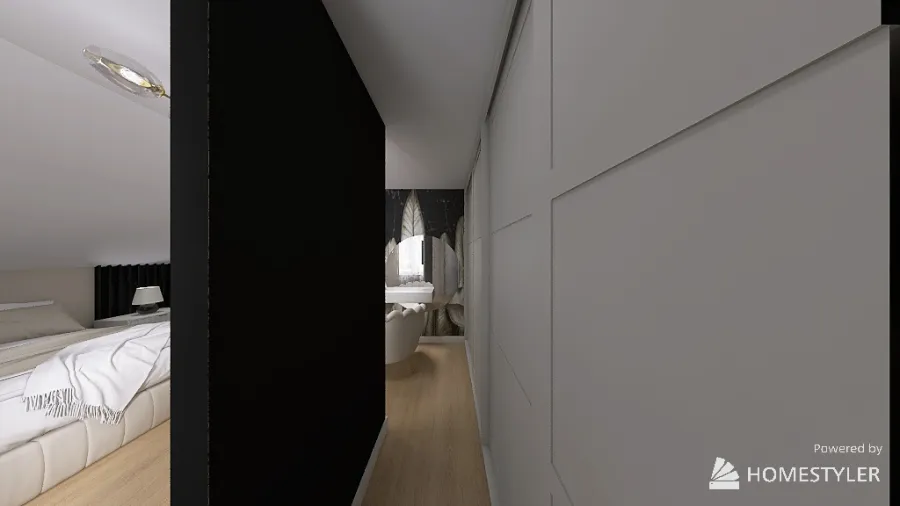Sypialnia połączenie stylu boho z minimalistycznym loft 3d design renderings
