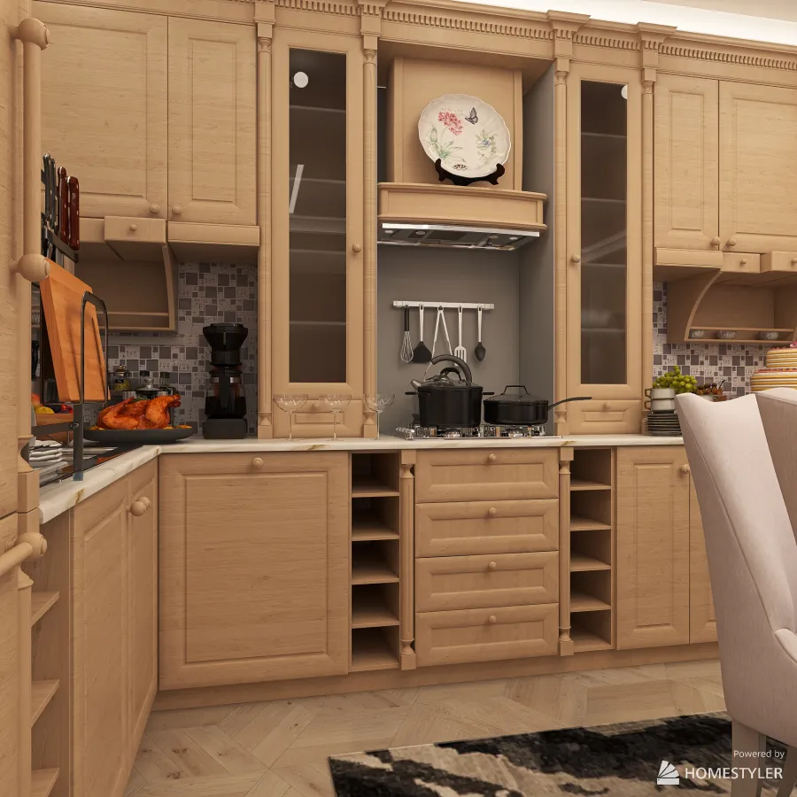 Кухня-столовая 3d design renderings