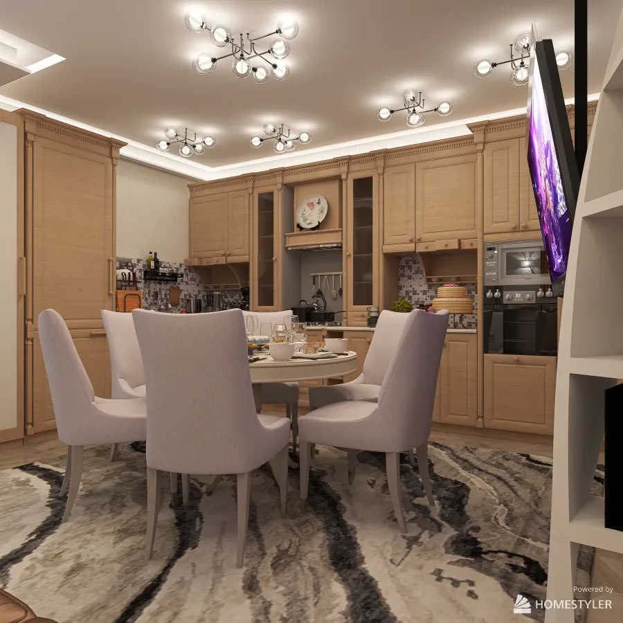 Кухня-столовая 3d design renderings