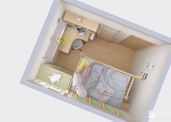 комната для девочки 6 лет, серый Design Rendering