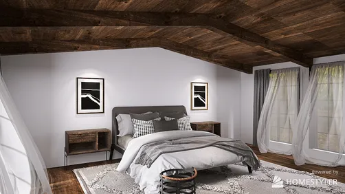Rustic Symmetrical Master Bedroom