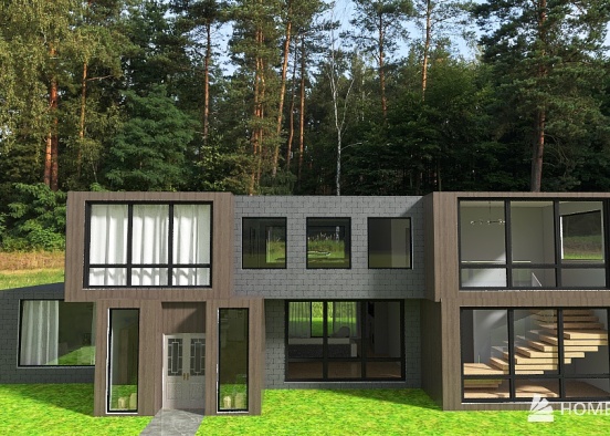 Modern Suburban House Design Rendering