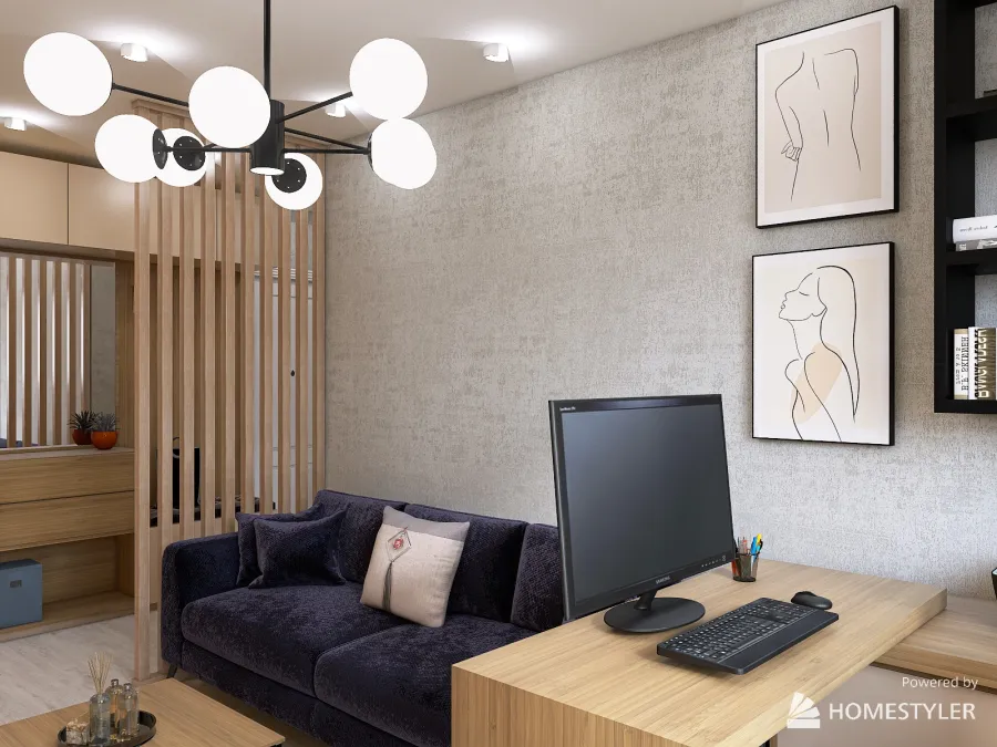 Трехкомнатная квартира для молодого человека 3d design renderings