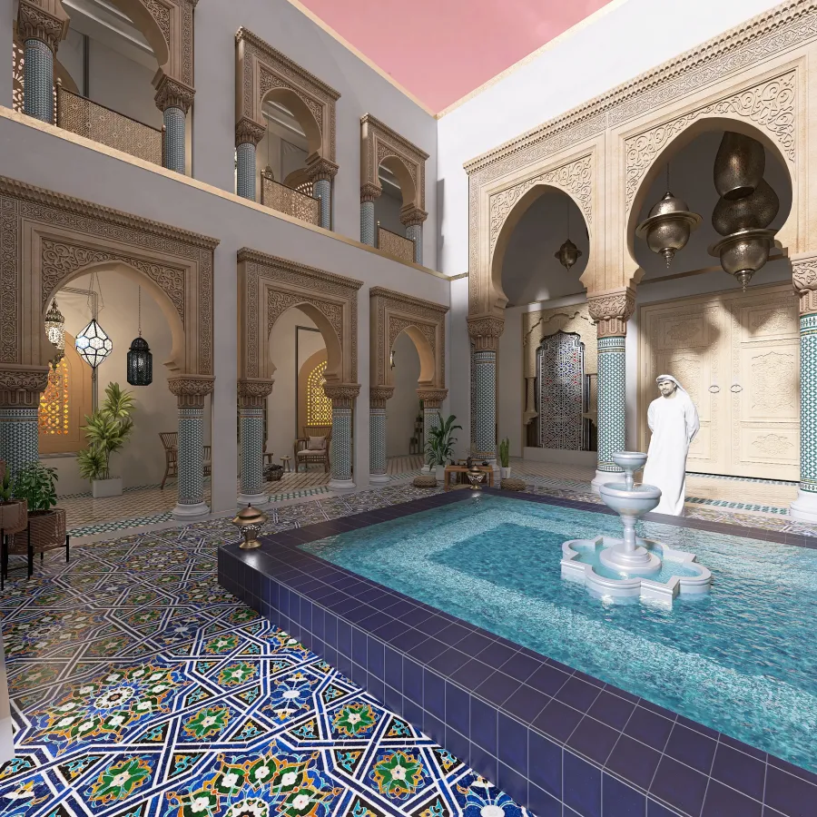 Morrocan Riad 3d design renderings