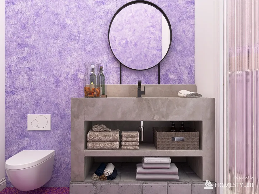 Bathroom Purple 3d design renderings