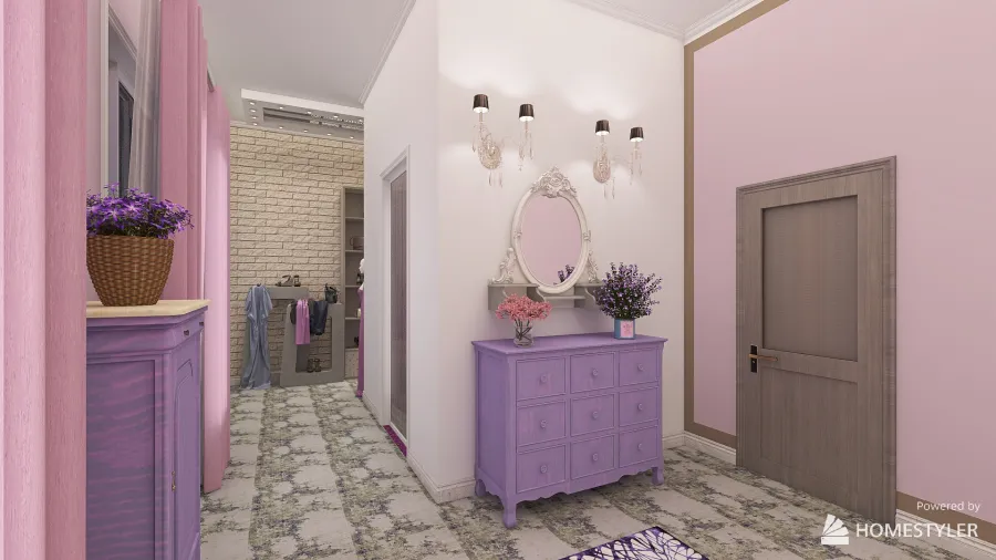 Bedroom Purple 3d design renderings