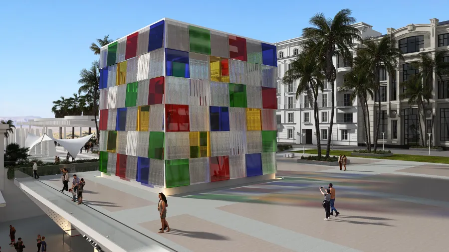 Muelle uno y centro Pompidou Málaga 3d design renderings