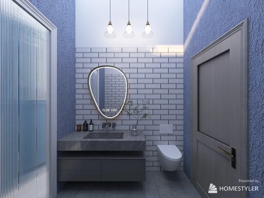 Bathroom Blue 3d design renderings