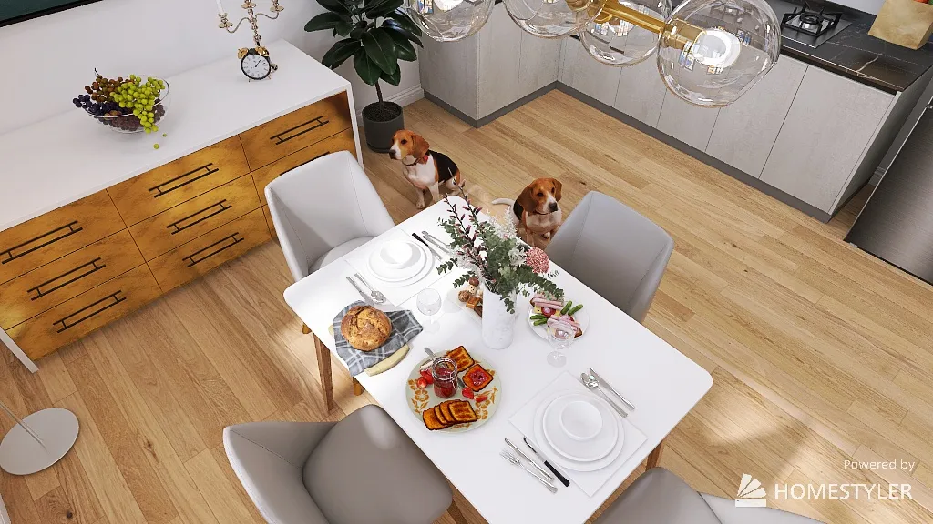 Scandi dining 3d design renderings