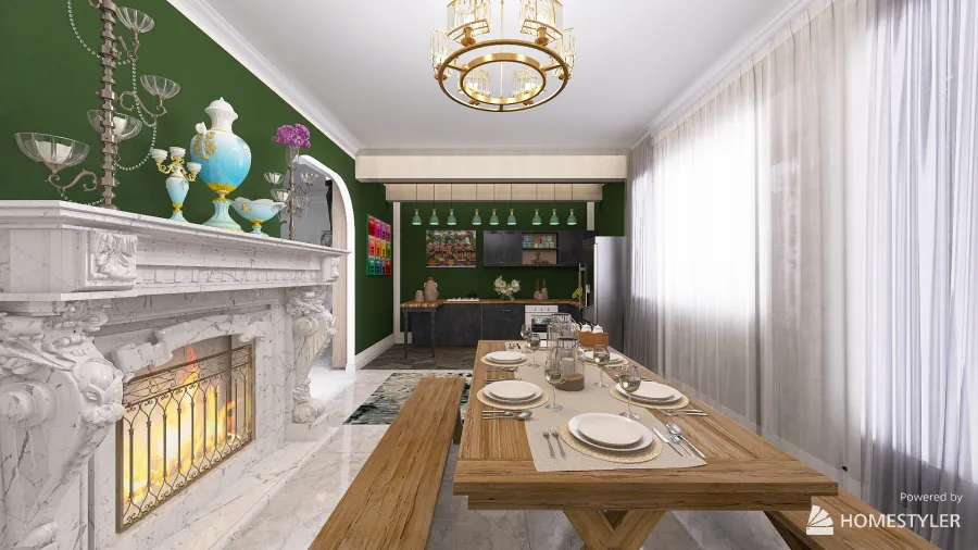 Dinning /Kitchen room 3d design renderings