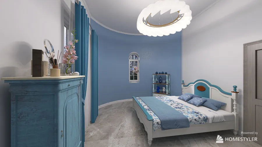 Bedroom Blue 3d design renderings
