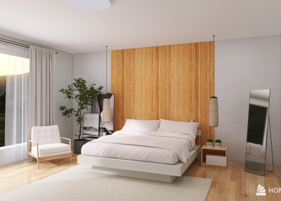 Scandinavian Style Bedroom Design Rendering