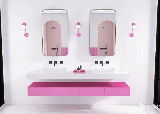 Modern Barbie Bathroom Design Rendering