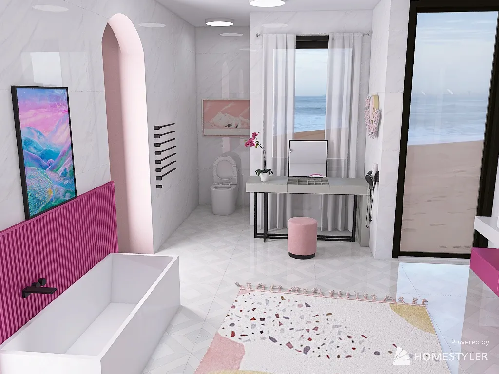 Modern Barbie Bathroom 4.0 3d design renderings