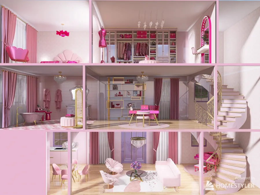 Barbie Dreamhouse 1996 3d design renderings