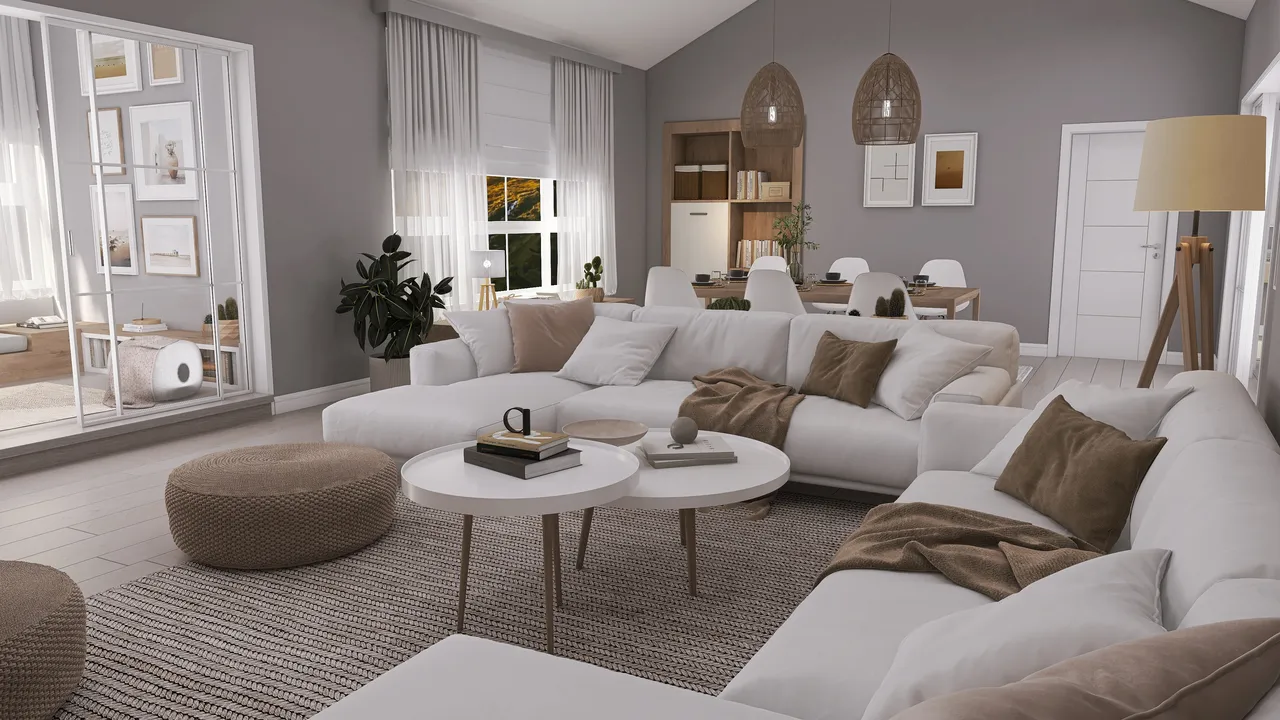 LivingDiningRoom 3d design renderings