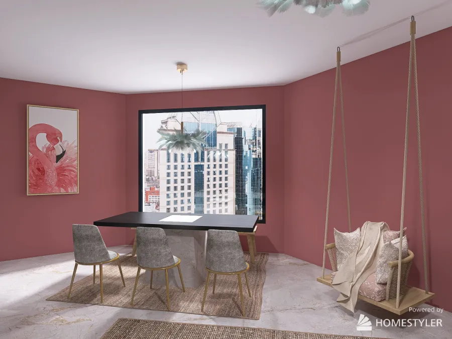 Living, Dining & Open Kitchen 3d design renderings