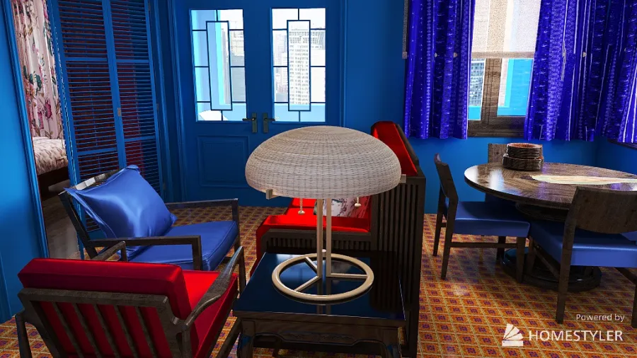 Sitting Room, Dining Room, Kit 3d design renderings