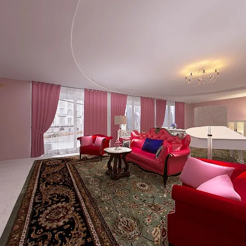 French Living Room 3d design renderings