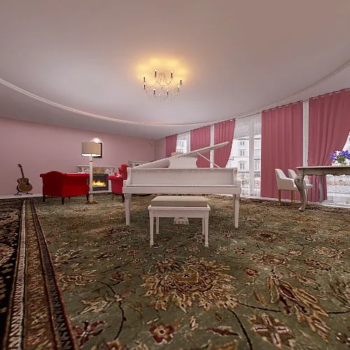 French Living Room 3d design renderings