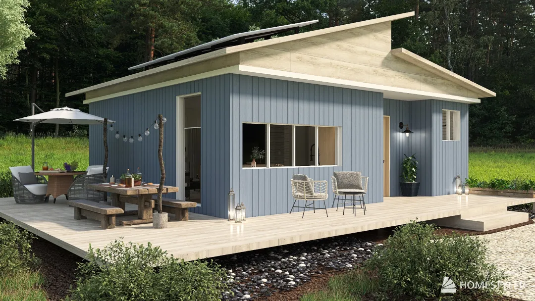 Tiny house in the nordic countryside 3d design renderings