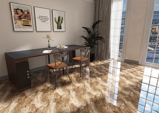 Homy Elegant Glossy Floor Tile Design Rendering
