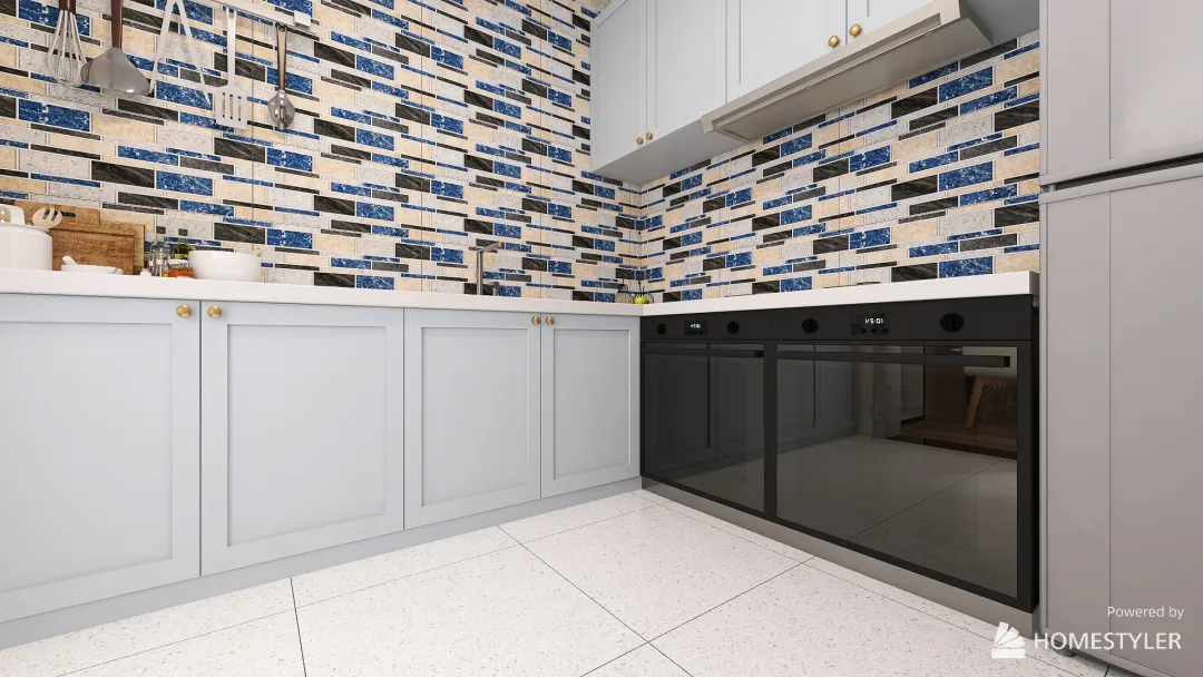 Mix Marble Kitchen 3d design renderings