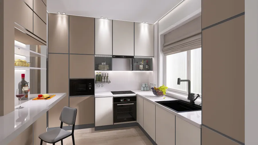 студия кухня-гостиная 3d design renderings