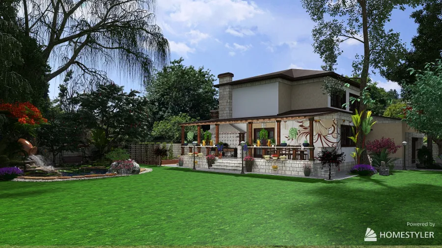 Country house with large garden 3d design renderings