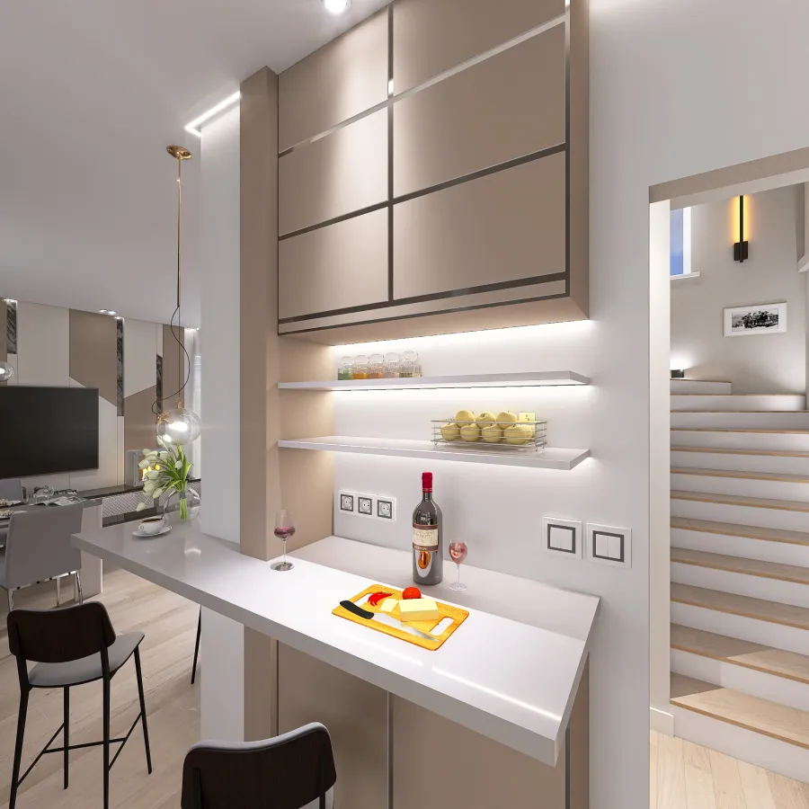 студия кухня-гостиная 3d design renderings